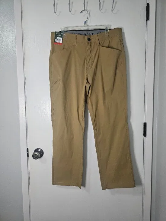 NWT Orvis Men’s Tech Travel Pants – Khaki Chino – Size 34x29 - Picture 2 of 8